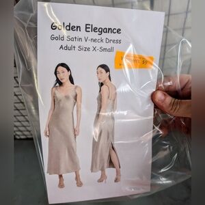 New Women's XS Gold Maxi Dress